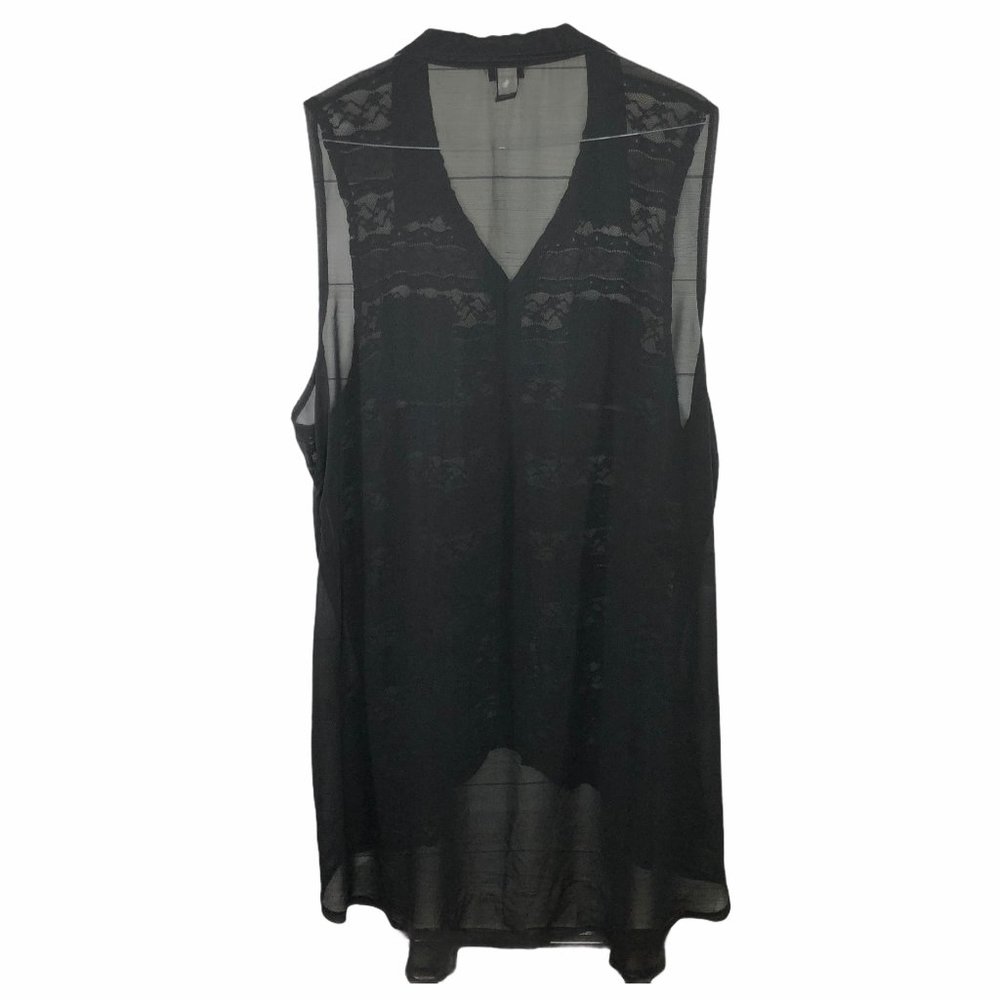 Torrid Black Sheer Lace Chiffon Hi-Lo Top